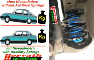Auxiliary Springs (Helper-Springs) Saab 9-3, Type YS3F, Cars, station wagons, convertibles, year 09-2002-, not with existing level regulation, not with lowering