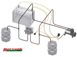 compressor system for Semi-Air-Springs, without tank, for all 12V vehicles